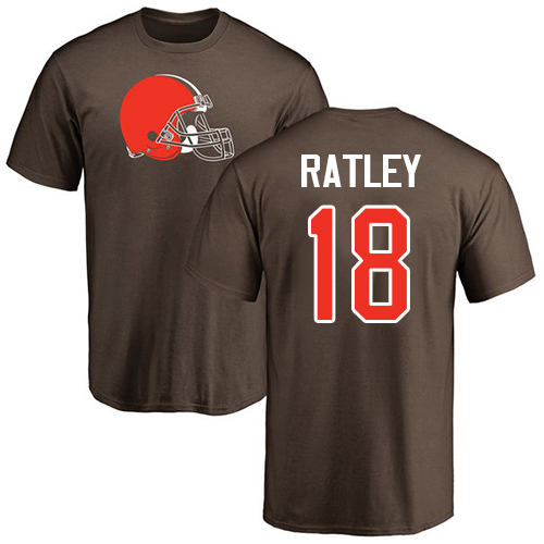 Men Cleveland Browns Damion Ratley Brown Jersey #18 NFL Football Name and Number Logo T Shirt